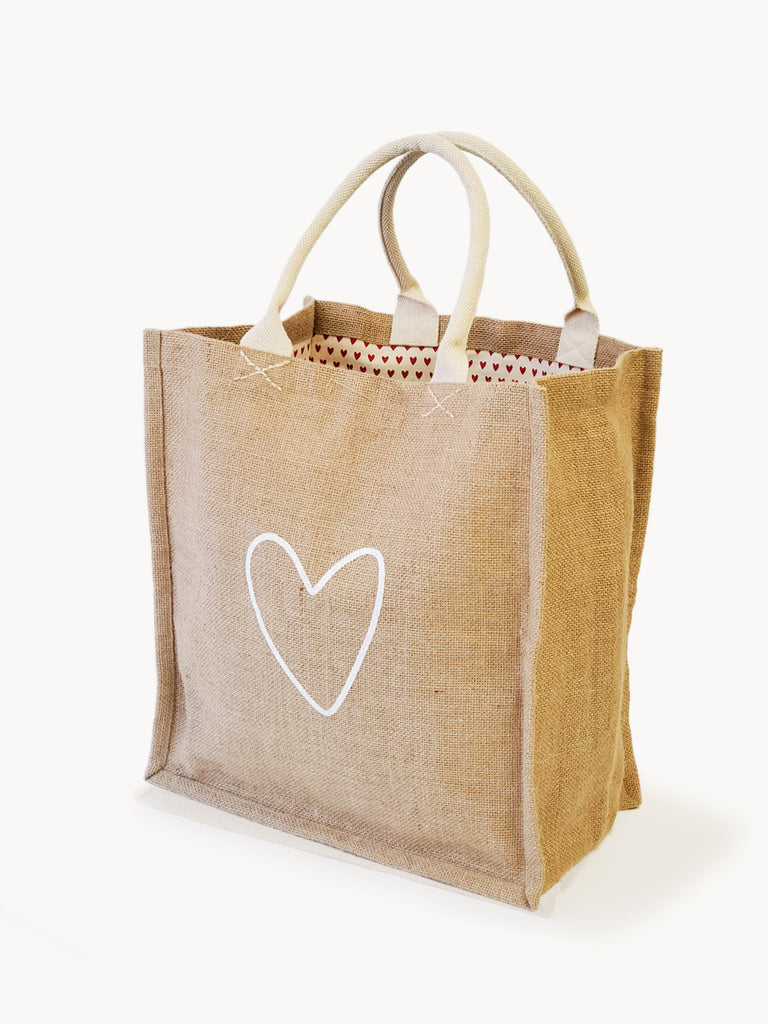 Jute Canvas Market Bag - Love by KORISSA KORISSA