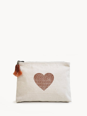 Hand Screen Printed Cotton Canvas Pouch - Love by KORISSA KORISSA