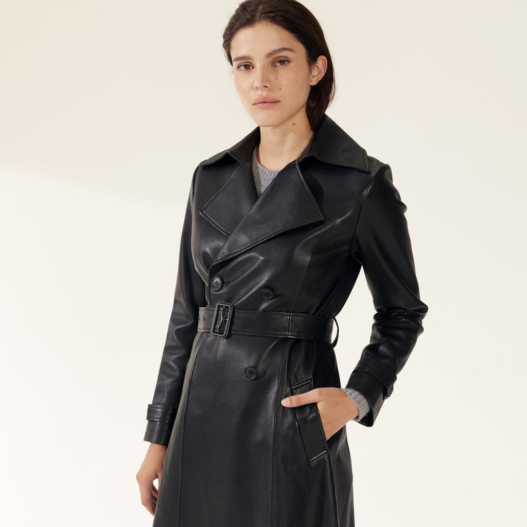 Margot Lambskin Leather Trench Coat by Italic ITALIC