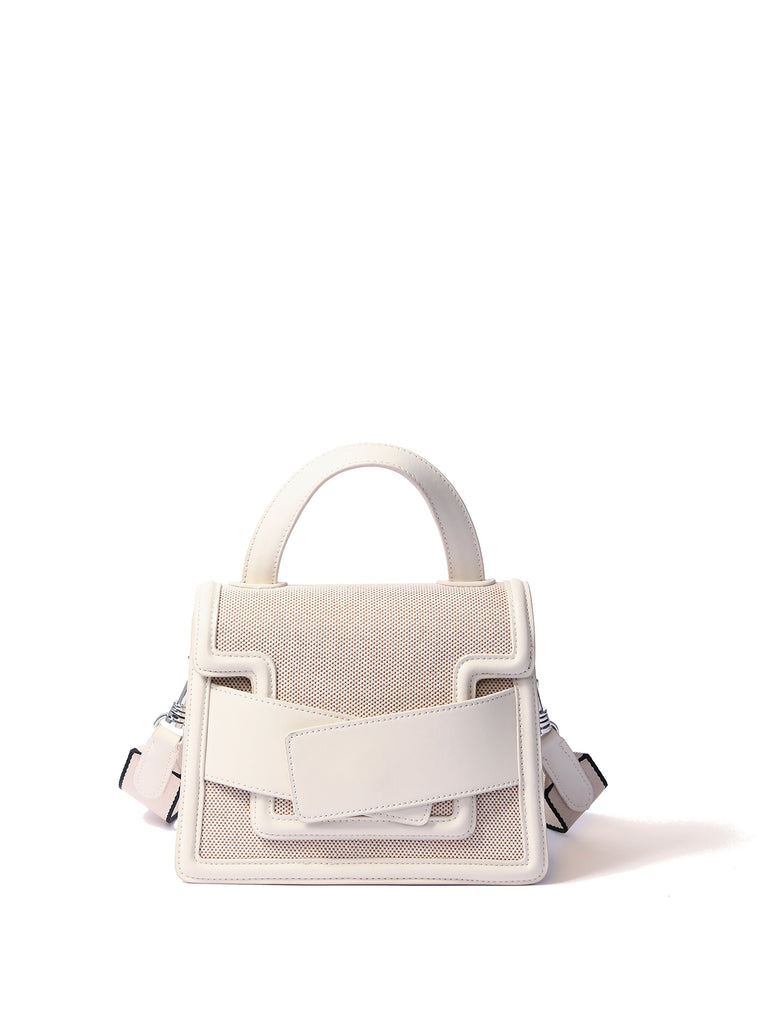 Evelyn Bag in Canvas and Genuine Leather, White by Bob Oré Bob Oré