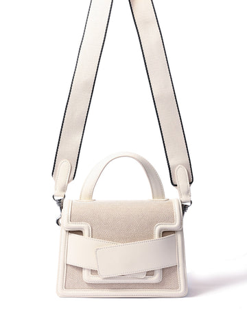 Evelyn Bag in Canvas and Genuine Leather, White by Bob Oré Bob Oré