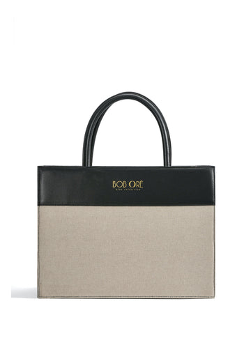 Victoria Tote Leather Canvas Combo Bag, Black by Bob Oré Bob Oré