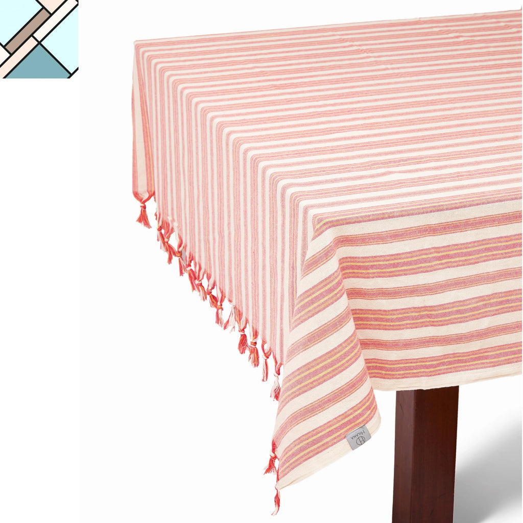 Andana Striped Tablecloth Set - Magenta by Eco Hilana HILANA UPCYCLED COTTON