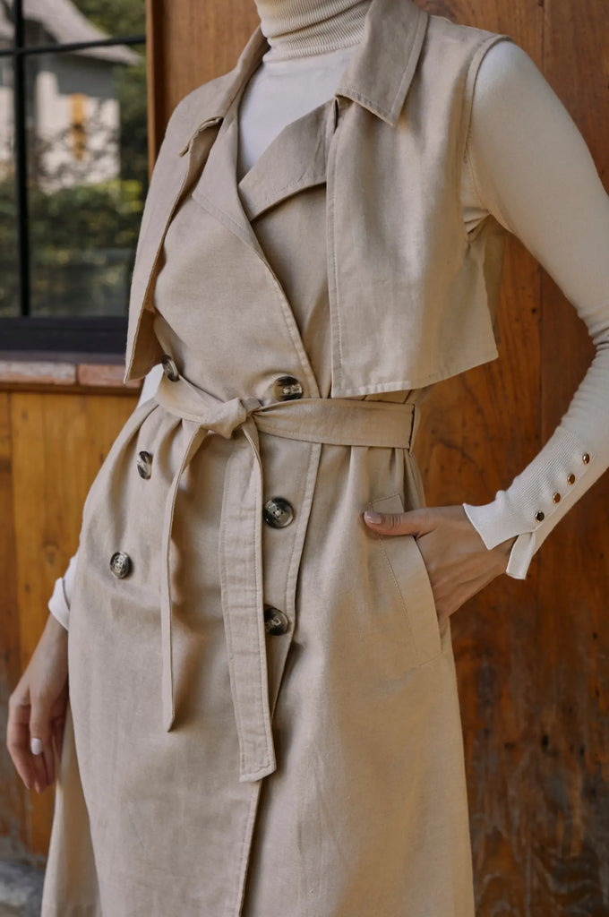 Arden Belted Vest Trench by Bali ELF Bali ELF