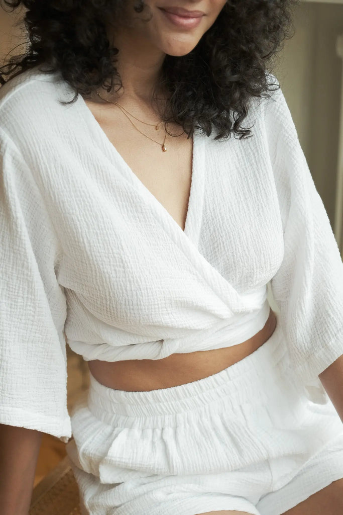 Bali Wrap Top - White by The Handloom The Handloom