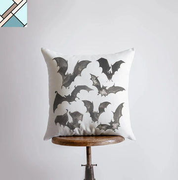 Bats on White Pillow Cover | Fall Décor | Farmhouse Pillows | Country Décor | Fall Throw Pillows | Cute Throw Pillows | Bat Art by UniikPillows UNIIKPILLOWS