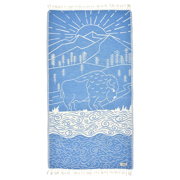 Bison Mountain Peshtemal Pure Cotton Throw Blanket by La'Hammam La'Hammam