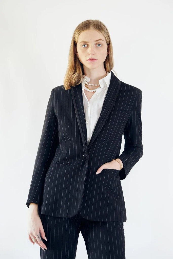 Black Pinstripes Blazer by Le Réussi® Le Réussi®