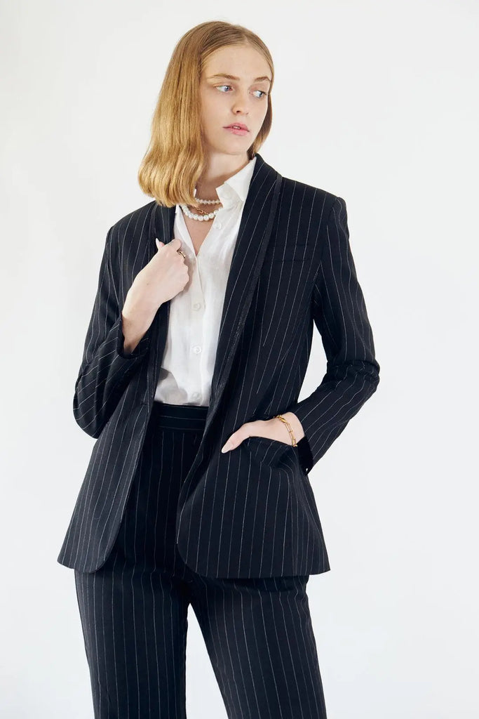 Black Pinstripes Blazer by Le Réussi® Le Réussi®