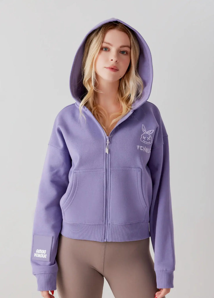 Bunny Crop Zip-up Hoodie by Amoo Amoo