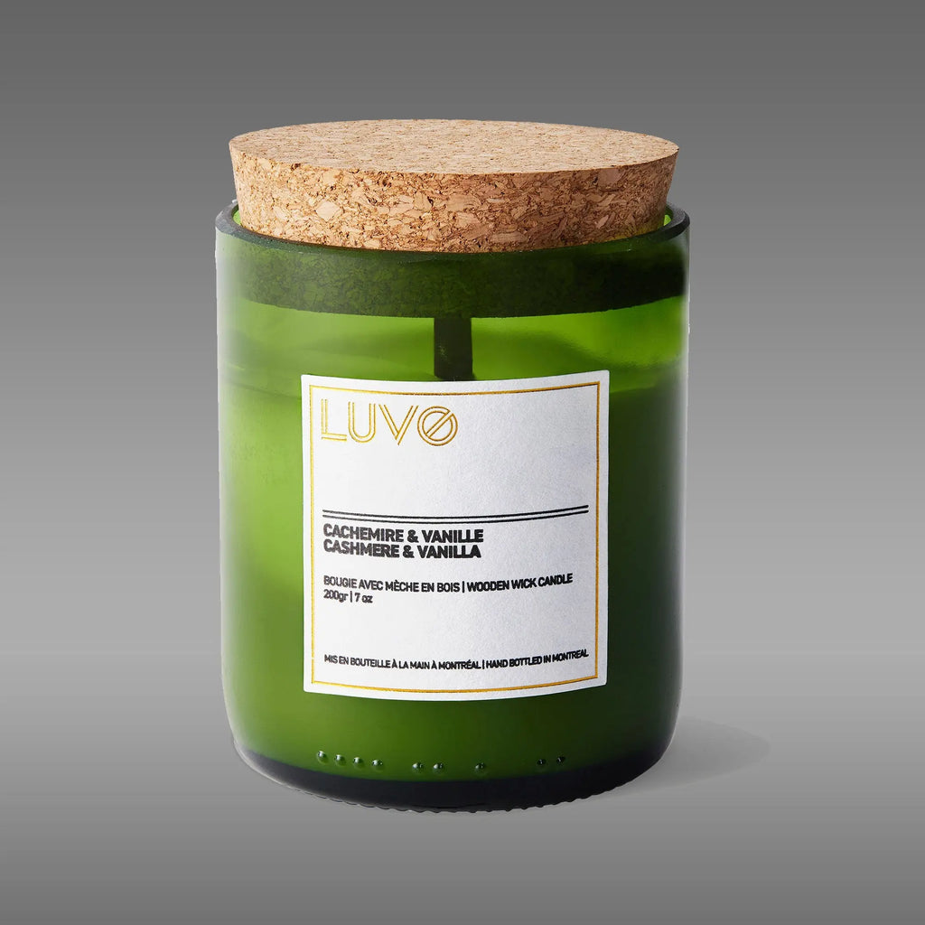 Cashemere & Vanilla Wooden Wick Scented Candle by LUVO Candles | Bougies LUVO CANDLES | BOUGIES