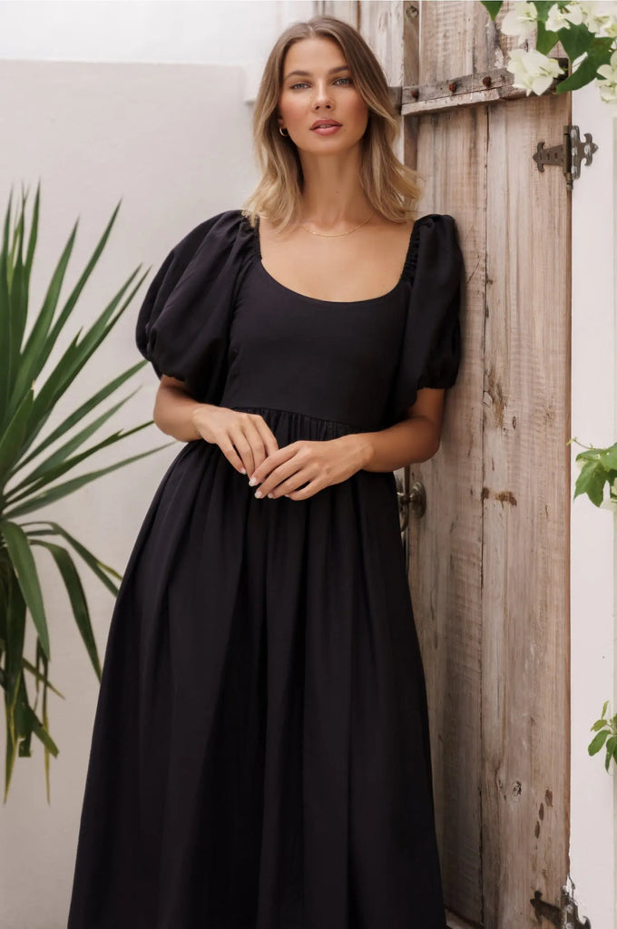 Cherie Puff Sleeve Midi Dress by Bali ELF Bali ELF