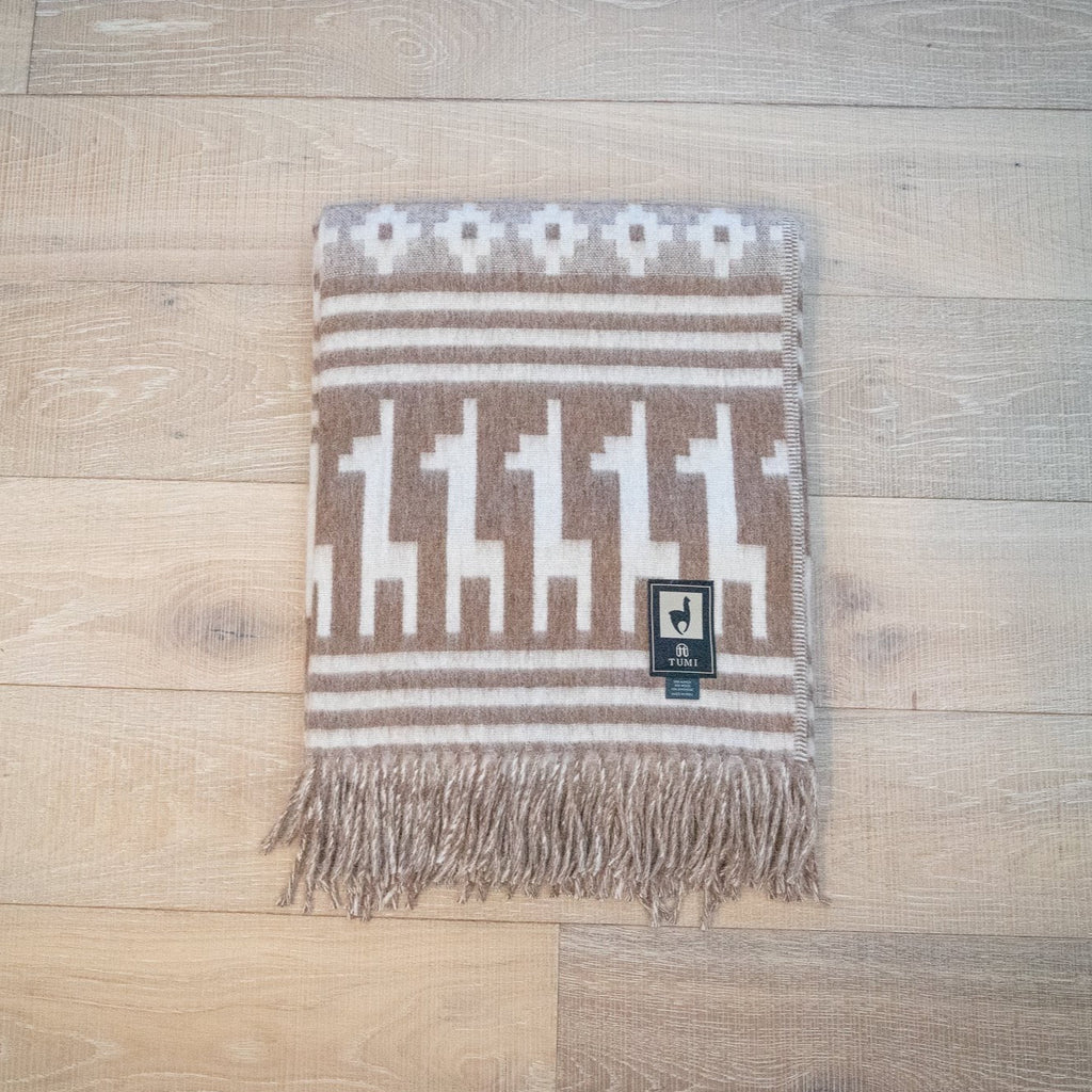 Alpaca Wool Throw Blanket - Alpaca Design (Beige) by Alpaca Threadz ALPACA THREADZ