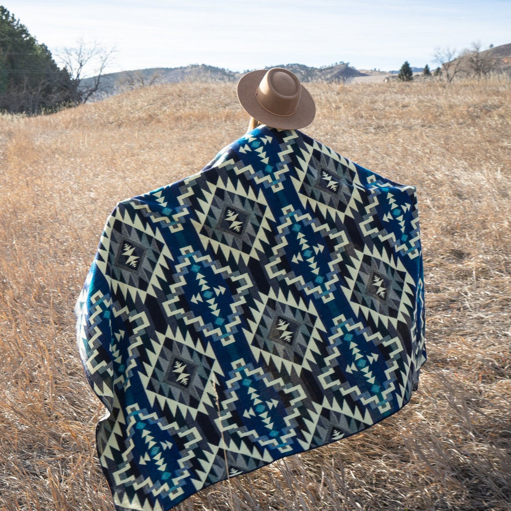 Andean Alpaca Wool Blanket - Blue Chakana by Alpaca Threadz ALPACA THREADZ