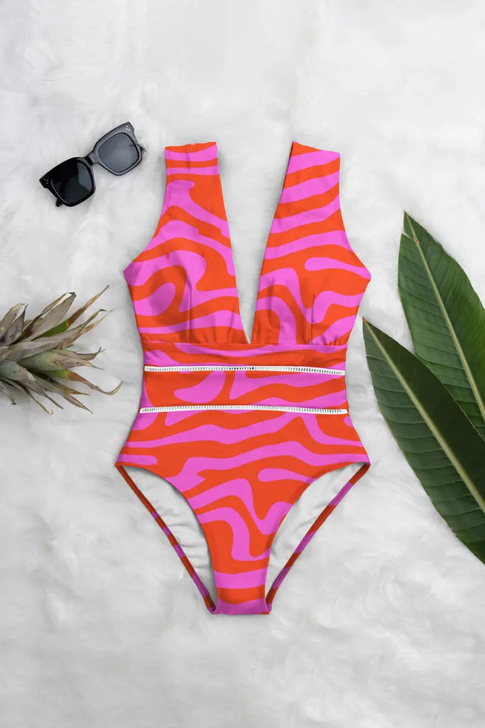 Deep plunge One-Piece by Averie Averie