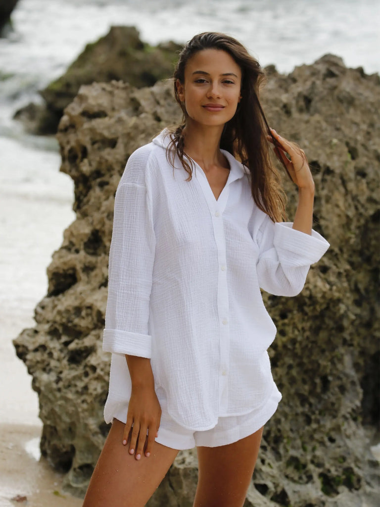 Echo Maxi Shirt - White by The Handloom The Handloom