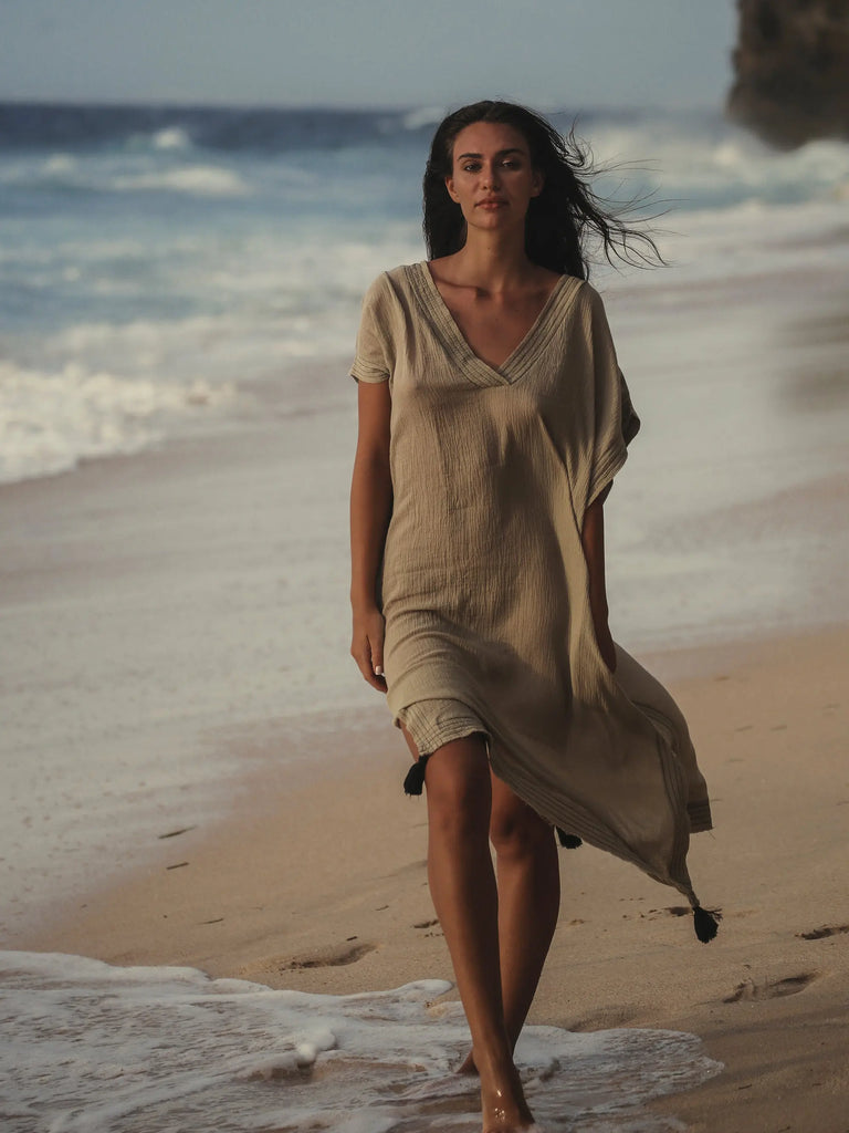 Ela Kaftan - Khaki Green by The Handloom The Handloom