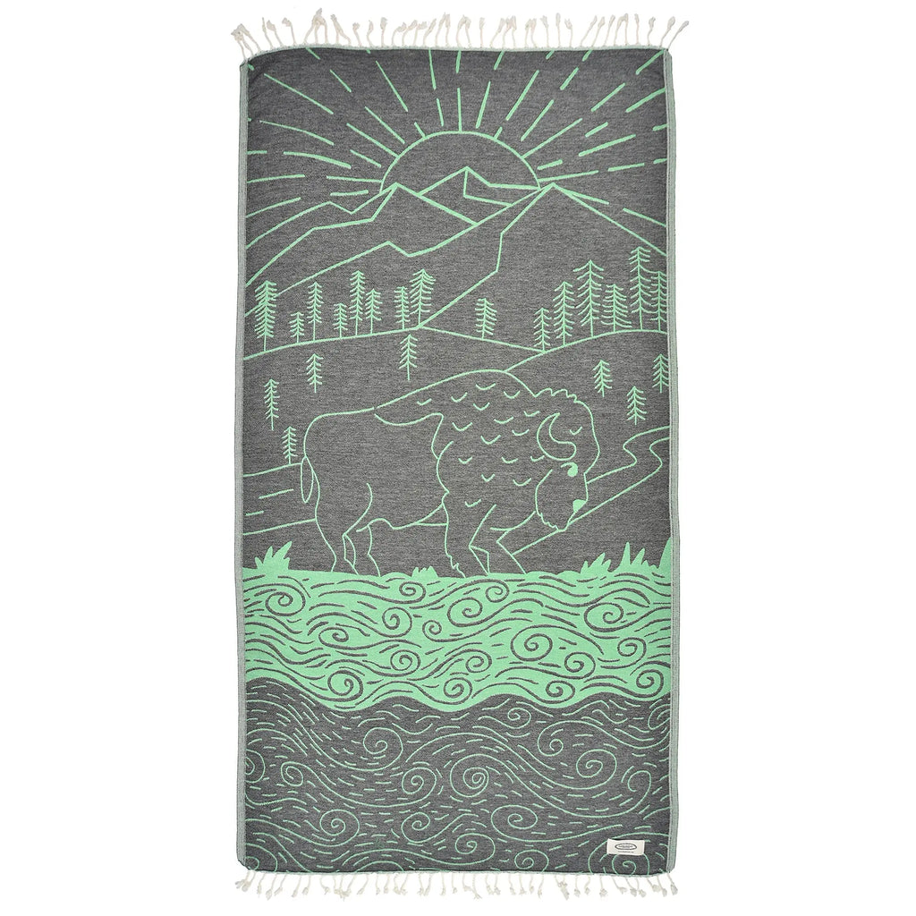 Exclusive Bison Mountain Peshtemal Pure Cotton Beach Towel by La'Hammam La'Hammam