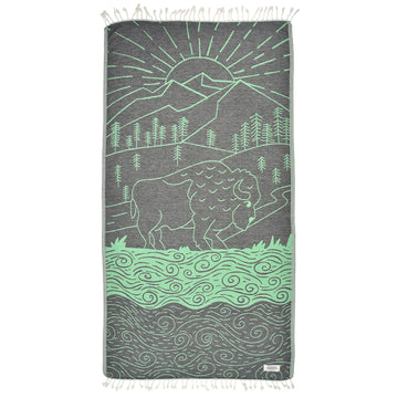 Exclusive Bison Mountain Peshtemal Pure Cotton Beach Towel by La'Hammam La'Hammam