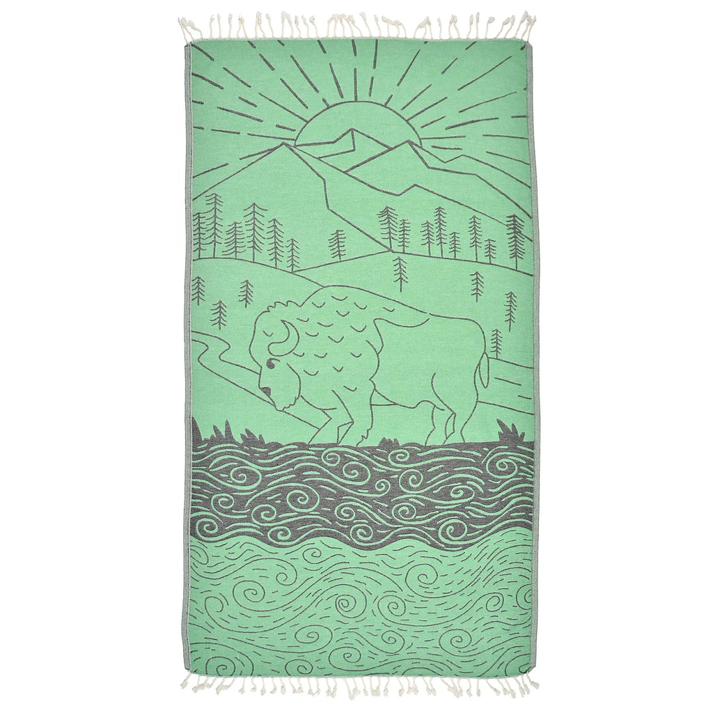 Exclusive Bison Mountain Peshtemal Pure Cotton Beach Towel by La'Hammam La'Hammam