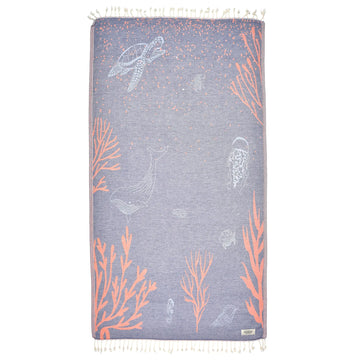 Exclusive Deep Blue Peshtemal Pure Cotton Beach Towel by La'Hammam La'Hammam