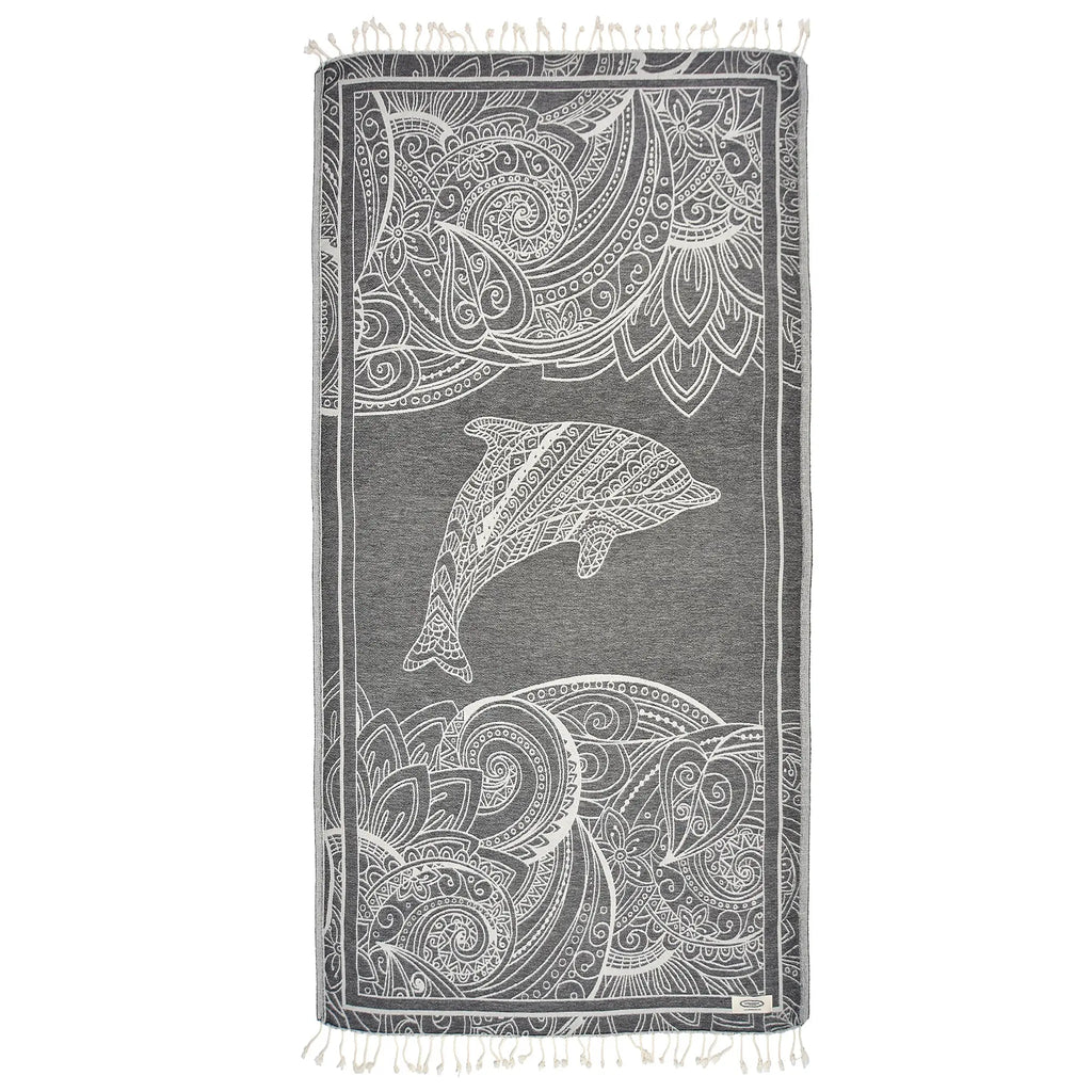 Exclusive Magic Dolphin Peshtemal Pure Cotton Beach Towel by La'Hammam La'Hammam