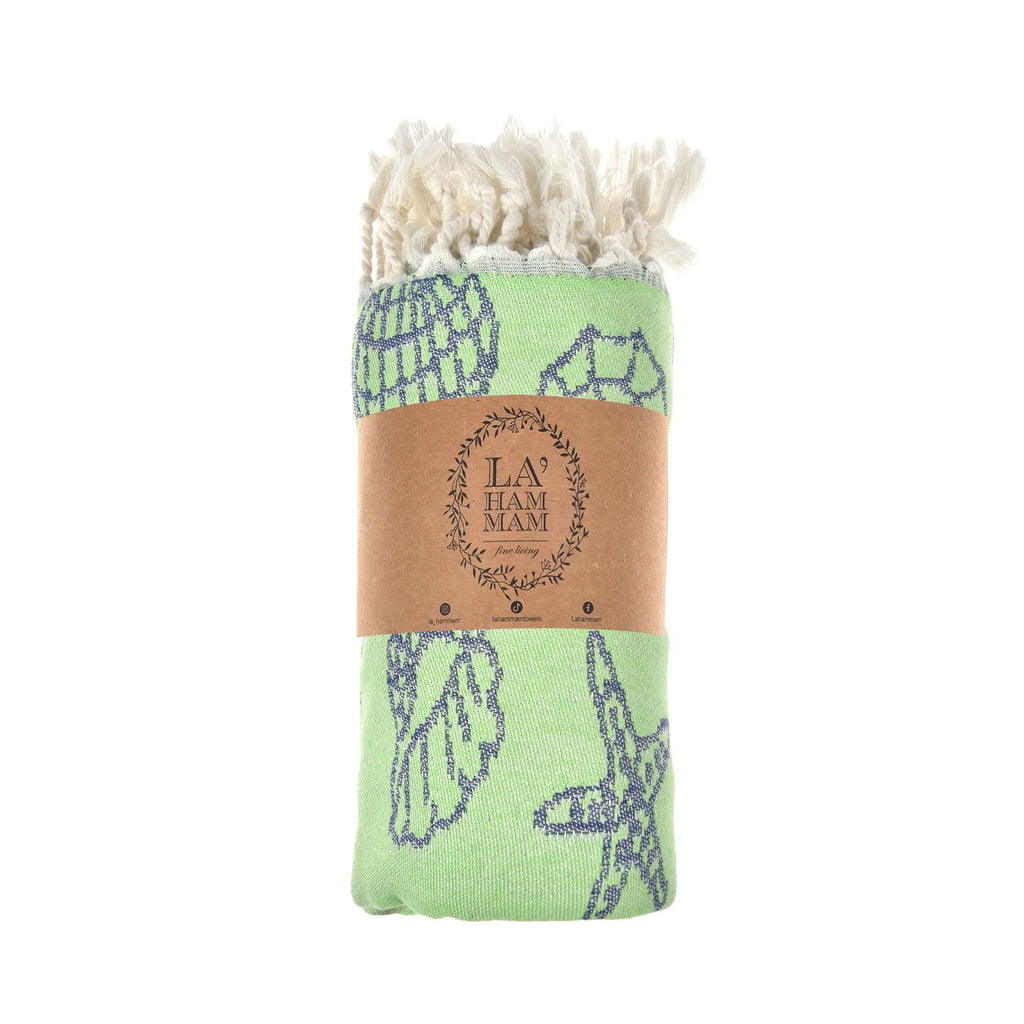 Exclusive Seashells and Stars Peshtemal Pure Cotton Beach Towel by La'Hammam La'Hammam