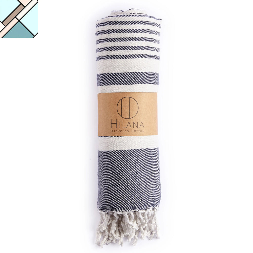 Fethiye Striped Blanket Throw - Blue by Eco Hilana HILANA UPCYCLED COTTON