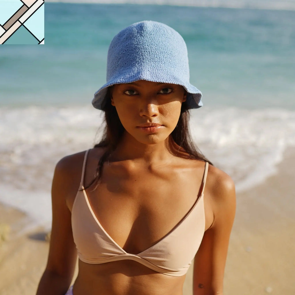 Florette Crochet Bucket Hat in Periwinkle Blue by BrunnaCo BRUNNA CO