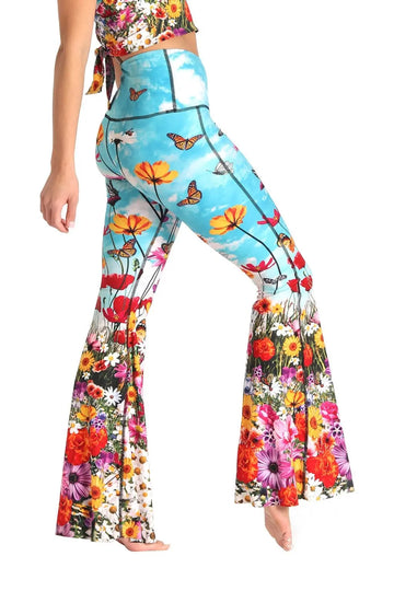 Flower Bomb Printed Bell Bottoms by Yoga Democracy Yoga Democracy