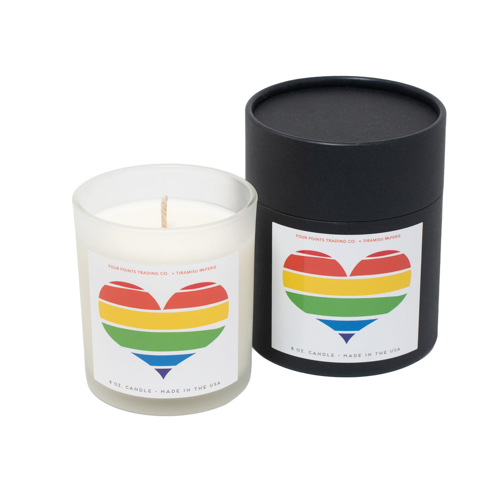 Pride Heart 8oz Soy Candle by Four Points Trading Co. FOUR POINTS TRADING CO.