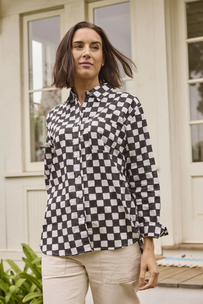 Good Boyfriend Shirt - Checkerboard Black by And For Good And For Good