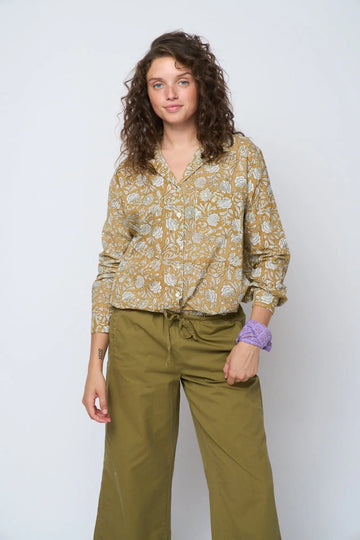 Good Boyfriend Shirt - Floral Escape Baked Clay & Olive Oil by And For Good And For Good