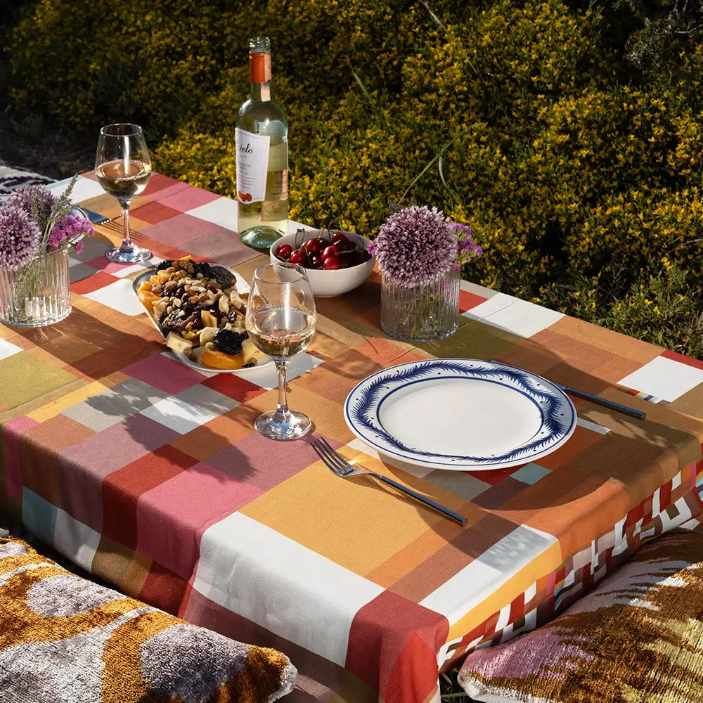 IRIS - Linen Geometric Printed Tablecloth My Store