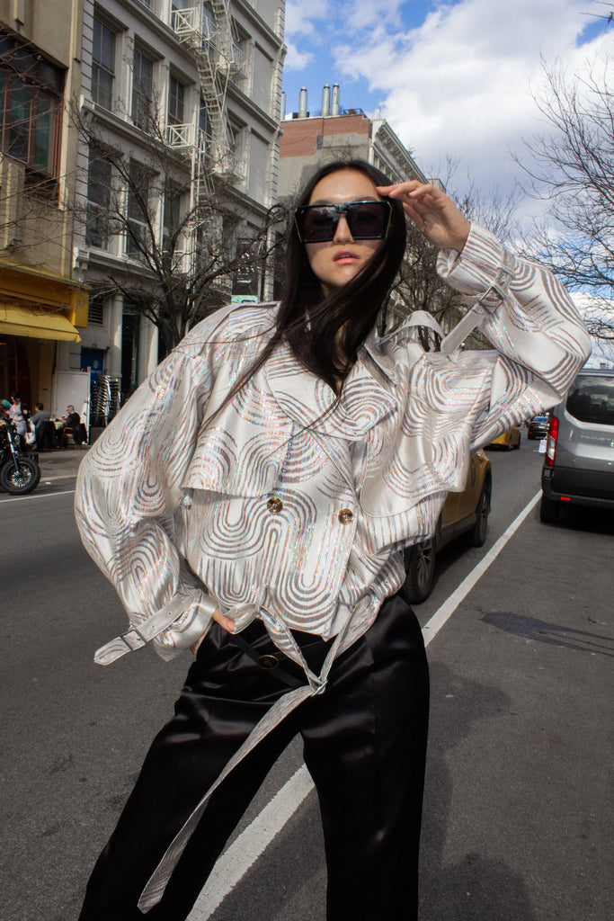 Jacqueline Bomber Jacket in Beige by Le Réussi® Le Réussi®