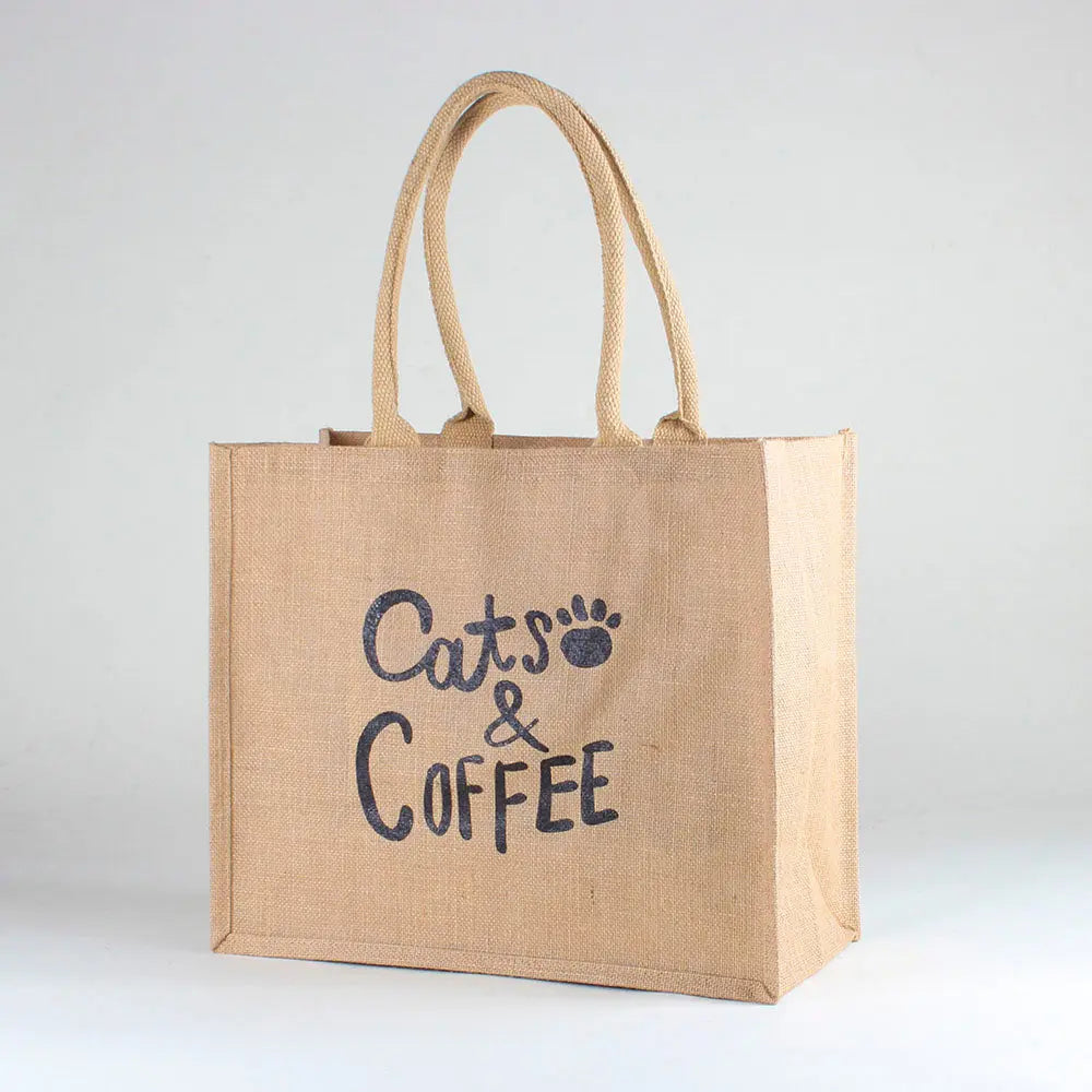 Jute Market Cats & Coffee Bag by ShoreBags ShoreBags