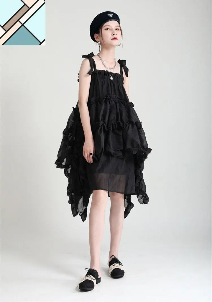 Kaisho Irregular Ruffle Dress by Marigold Shadows MARIGOLD SHADOWS