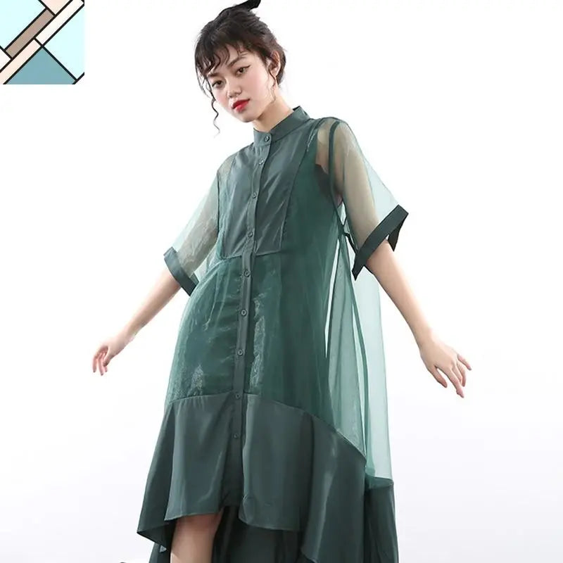 Koharu Irregular Shirt Dress by Marigold Shadows MARIGOLD SHADOWS