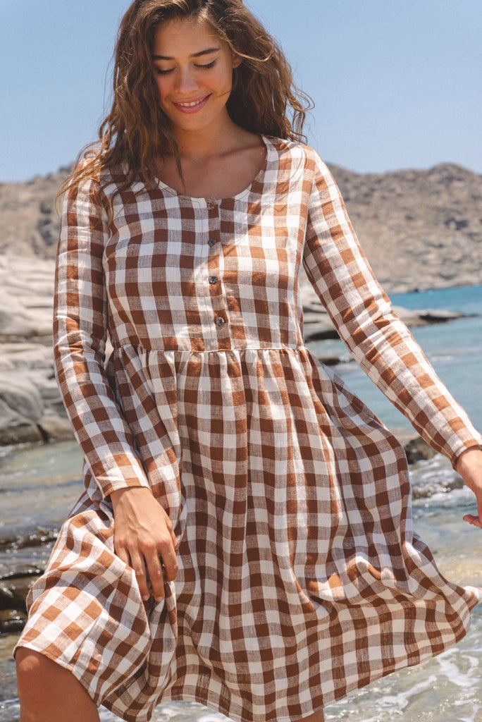 Lapland mid-length linen dress by AmourLinen AMOURLINEN