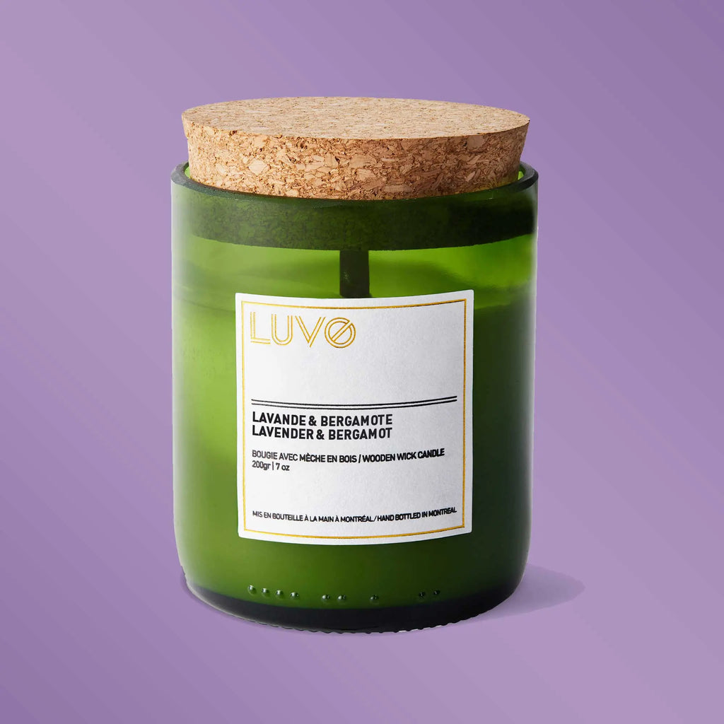 Lavender & Bergamot Wooden Wick Scented Candle by LUVO Candles | Bougies LUVO CANDLES | BOUGIES