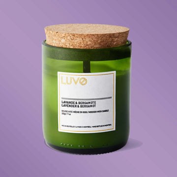 Lavender & Bergamot Wooden Wick Scented Candle by LUVO Candles | Bougies LUVO CANDLES | BOUGIES