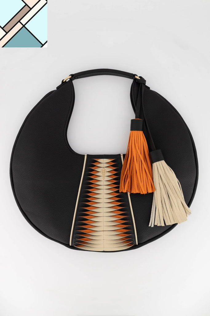 Libertas Hobo Black & Orange Handbag OTRERA