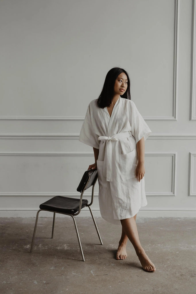 Linen bathrobe Midnight by AmourLinen AMOURLINEN