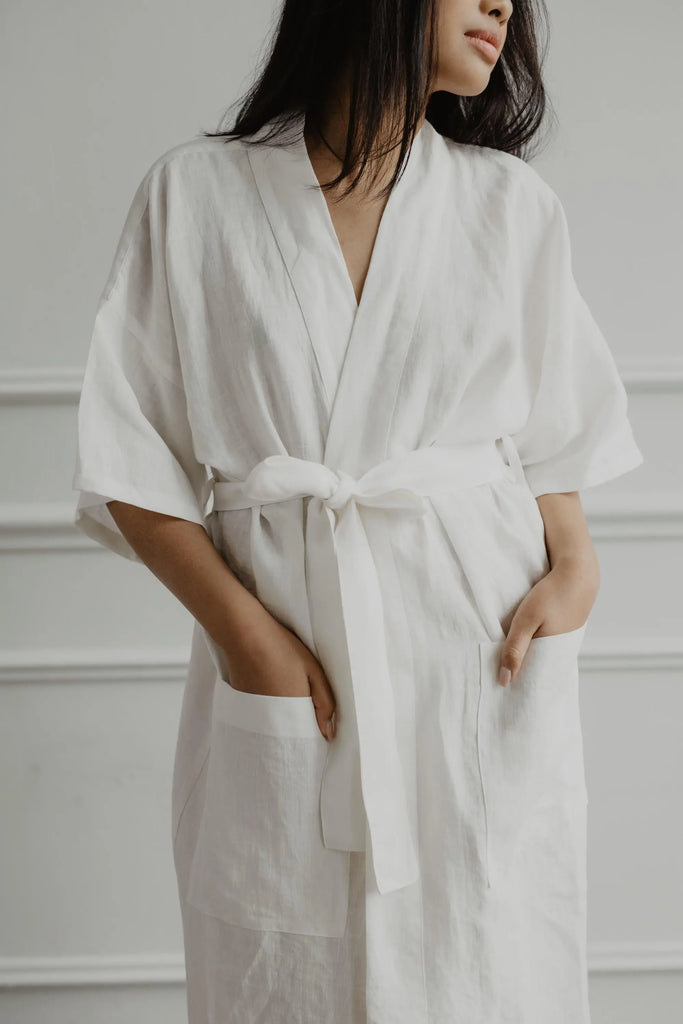 Linen bathrobe Midnight by AmourLinen AMOURLINEN