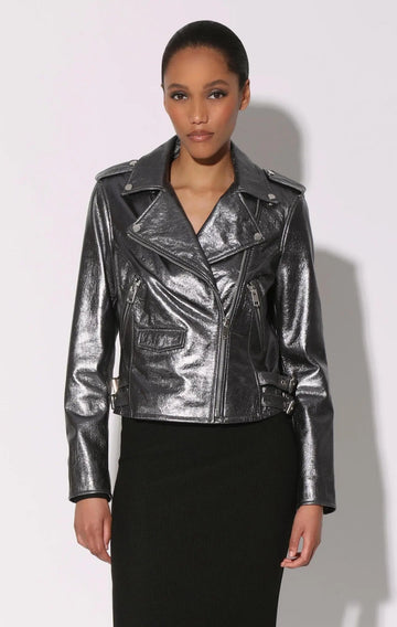 Liz Jacket, Gunmetal - Leather by Walter Baker Walter Baker