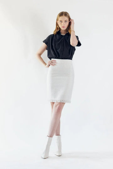 Luxe White Mini Tweed Skirt by Le Réussi® Le Réussi®