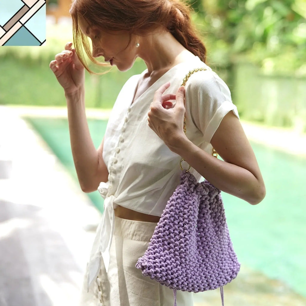 Lyon Macrame Tote Bag, in Lilac by BrunnaCo BRUNNA CO