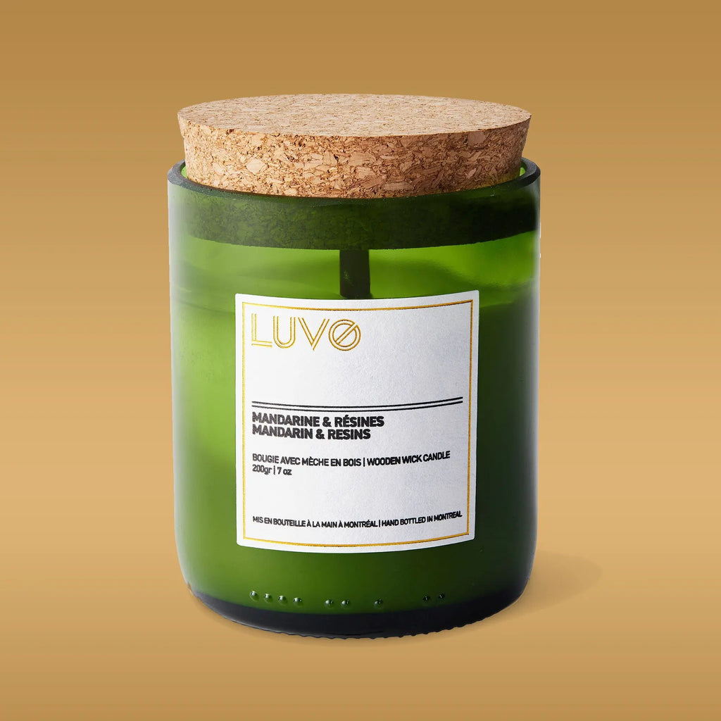 Mandarin & Resin Wooden Wick Scented Candle by LUVO Candles | Bougies LUVO CANDLES | BOUGIES