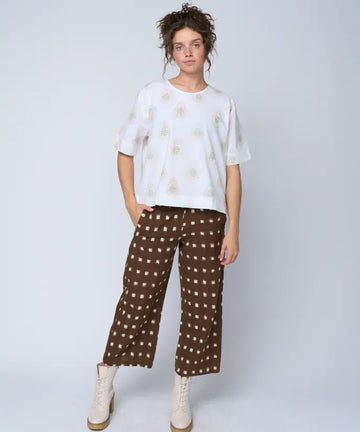 Mare Boxy Cropped Shirt   Totem Paisley Baked Clay & Olive Oil by And For Good And For Good