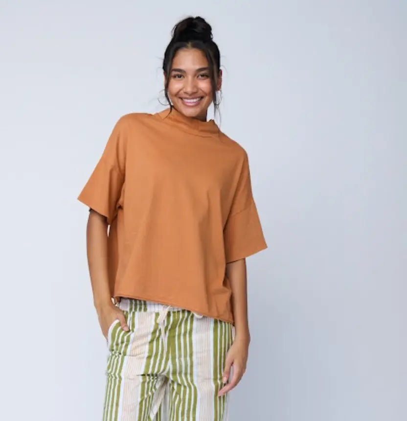 Mare Mock Neck Top - Marigold by And For Good And For Good